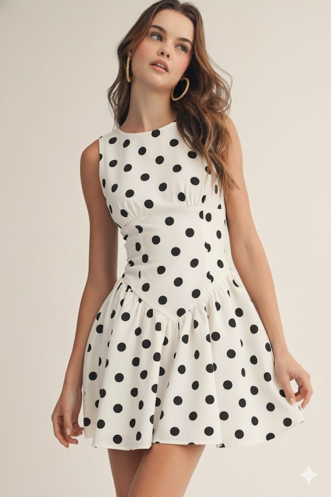 Vestido de verano de mezclilla lavado con lunares - L, Negro image
