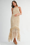 Traje maxi de ganchillo hecho a mano con flecos image 0