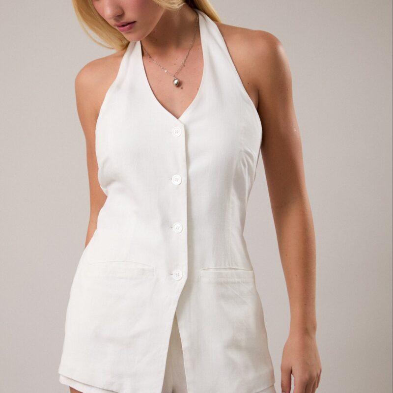 Romper de lino estilo chaleco